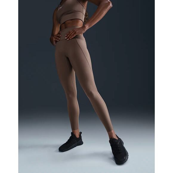 (S) NWT $100 Nike Universa Women's High-Waisted 7/8 Leggings Mink Brown - Picture 1 of 10